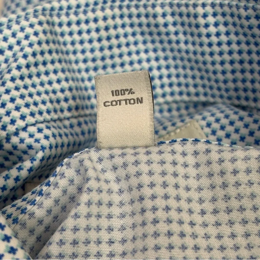 Perry Ellis Portfolio Slim Fit Men’s Button Down Shirt Blue Multi 16.5 34/35 EUC